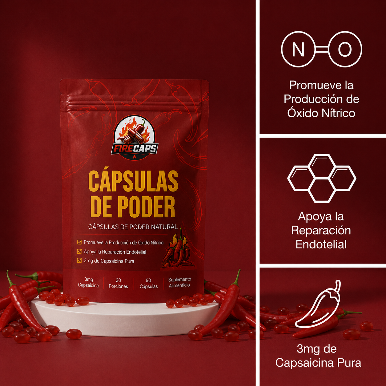 Favorece la función vascular con Firecaps Cayenne