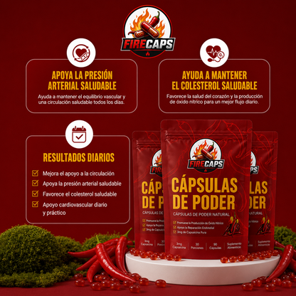 Favorece la función vascular con Firecaps Cayenne