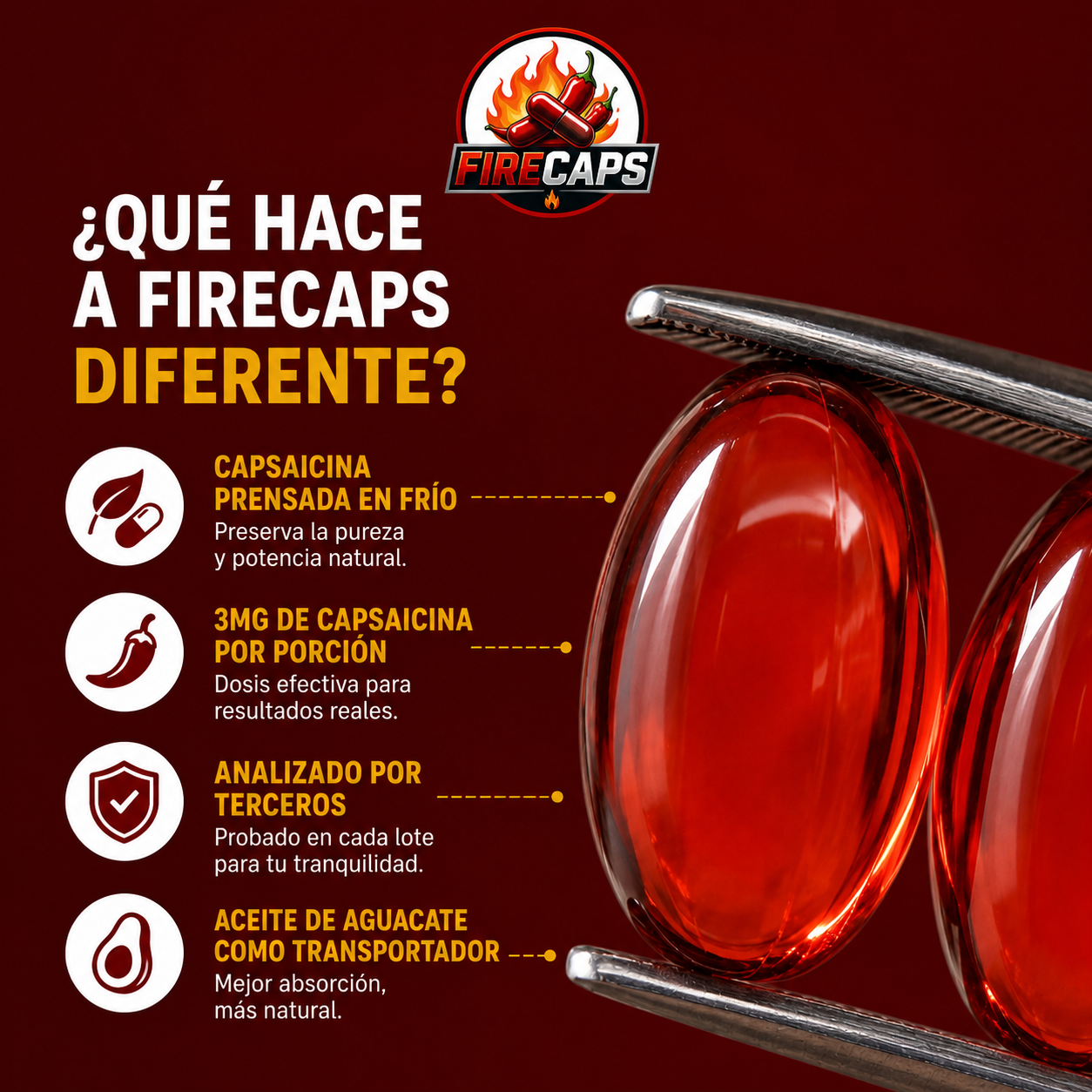 Favorece la función vascular con Firecaps Cayenne
